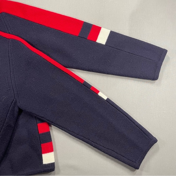 VINTAGE Lands' End 100% Wool Colorblock Crewneck Sweater - Large - Picture 8 of 12